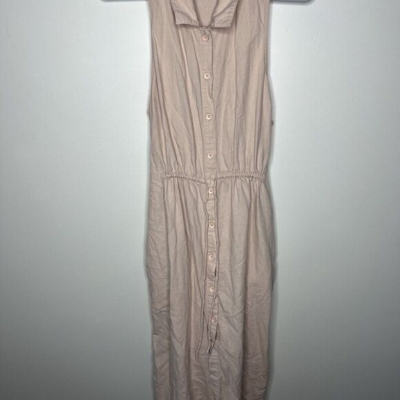 Tavik+ Womens Dress Large Button Front Tie Waist Midi Collared Linen Rayon Blend - Picture 6 of 15